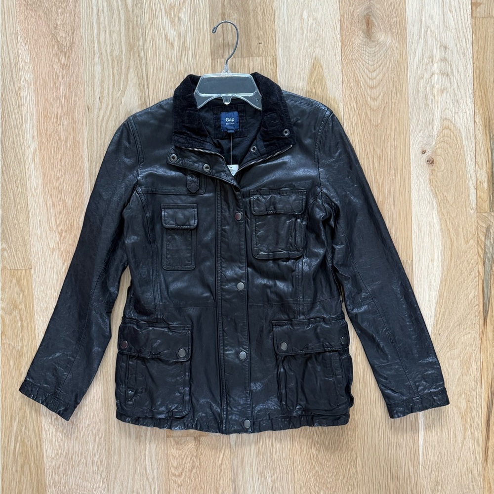 GAP Black Leather Utility Jacket